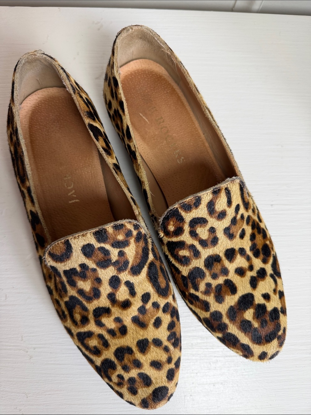 Jack Rogers Audrey Leopard Print Haircalf Loafer Flats Shoes Size 8 - Picture 2 of 9